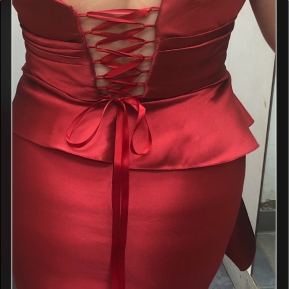 Marchesa off the shoulder red corset dress - Picture 2 of 3